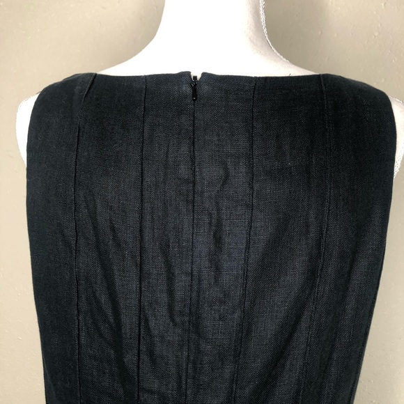 Anne Klein Black 100% Linen Pleated Dress Sz 12 - Picture 6 of 8